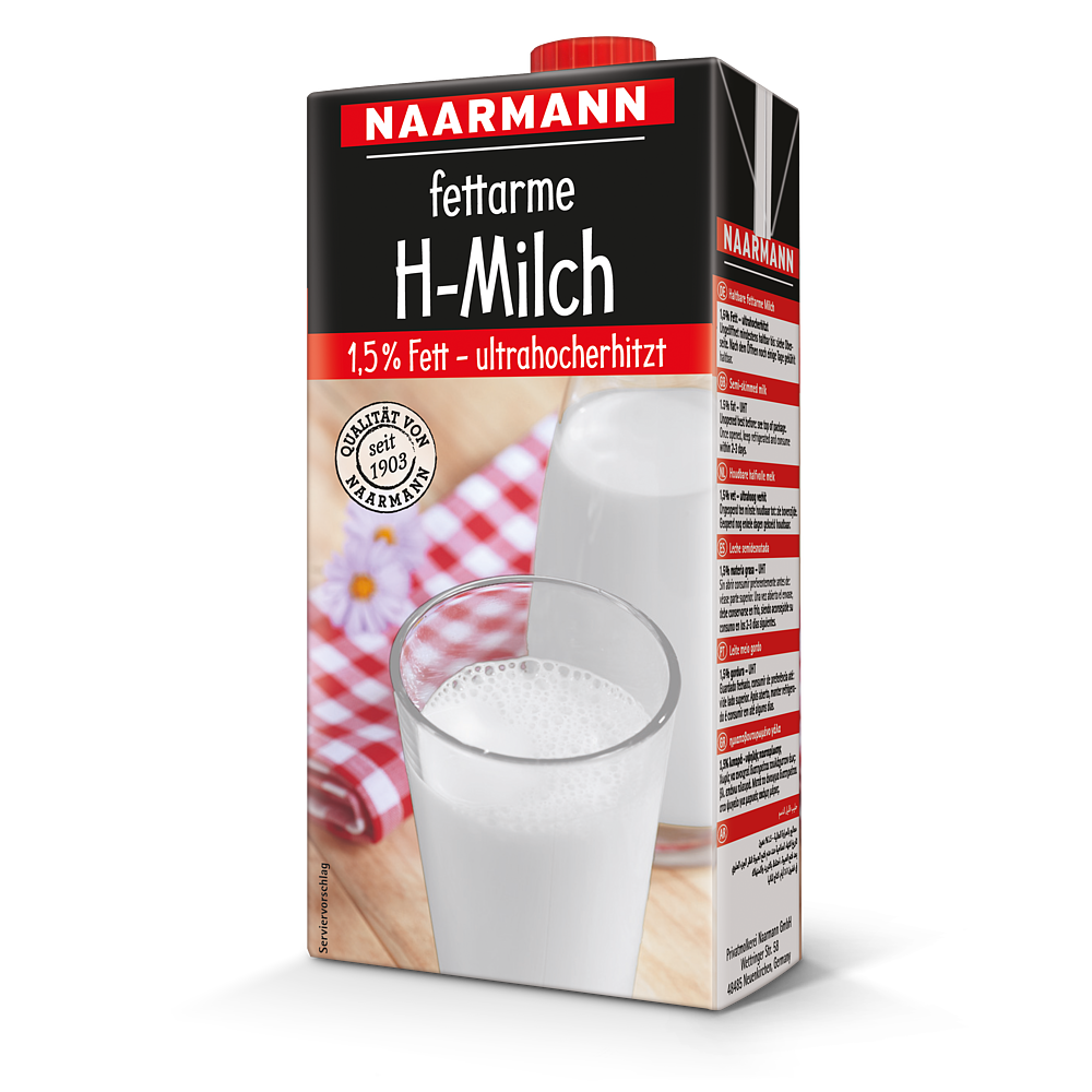 Naarmann H-Milch 1,5% 1 Liter mit Ausgießer 